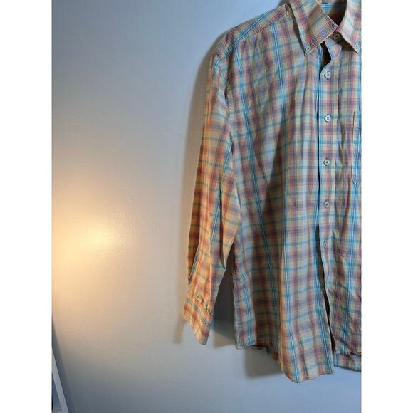 ALAN FLUSSER Men’s Rainbow Plaid Casual Button Down Shirt / Size: M - Picture 3 of 6
